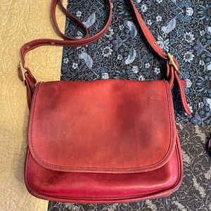 Vintage Red Saddlebag Coach Purse